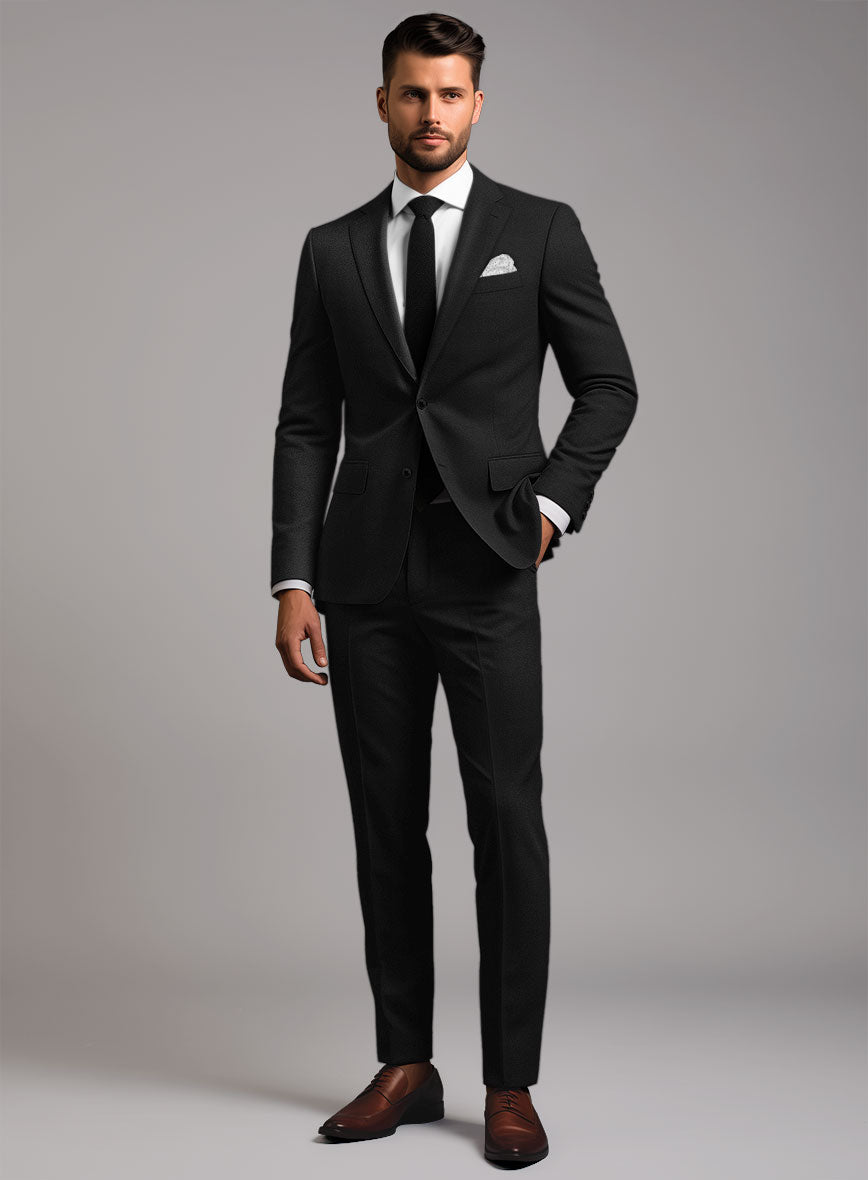 Stretch Black Wool Suit - StudioSuits