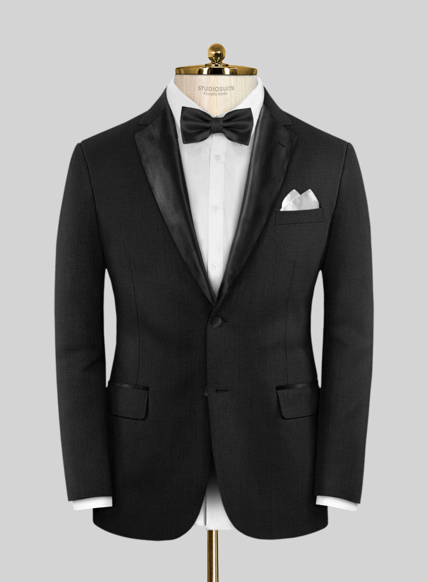 Stretch Black Wool Tuxedo Jacket - StudioSuits