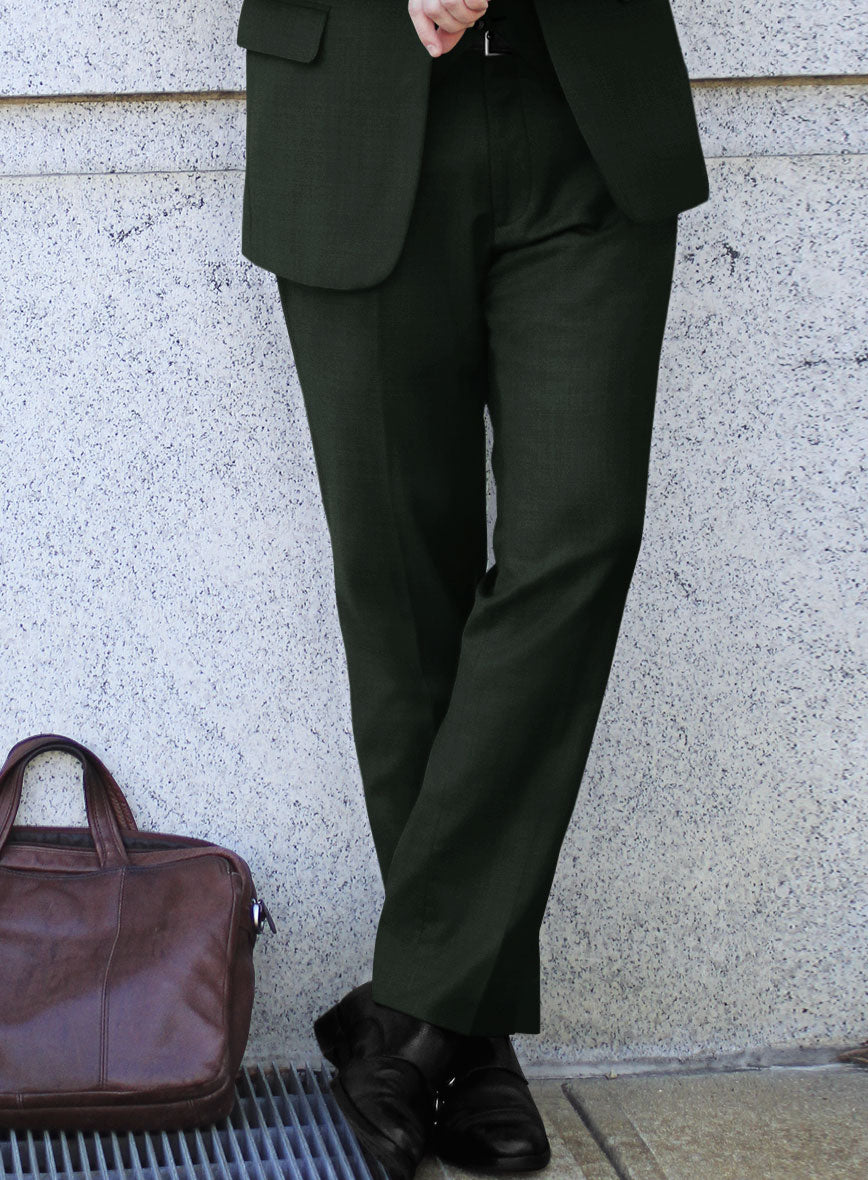 Stretch Green Wool Pants - StudioSuits