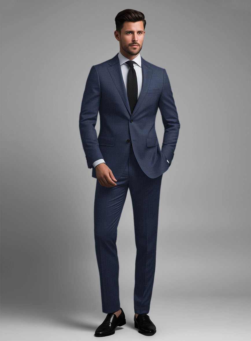 Stretch Royal Blue Wool Suit - StudioSuits