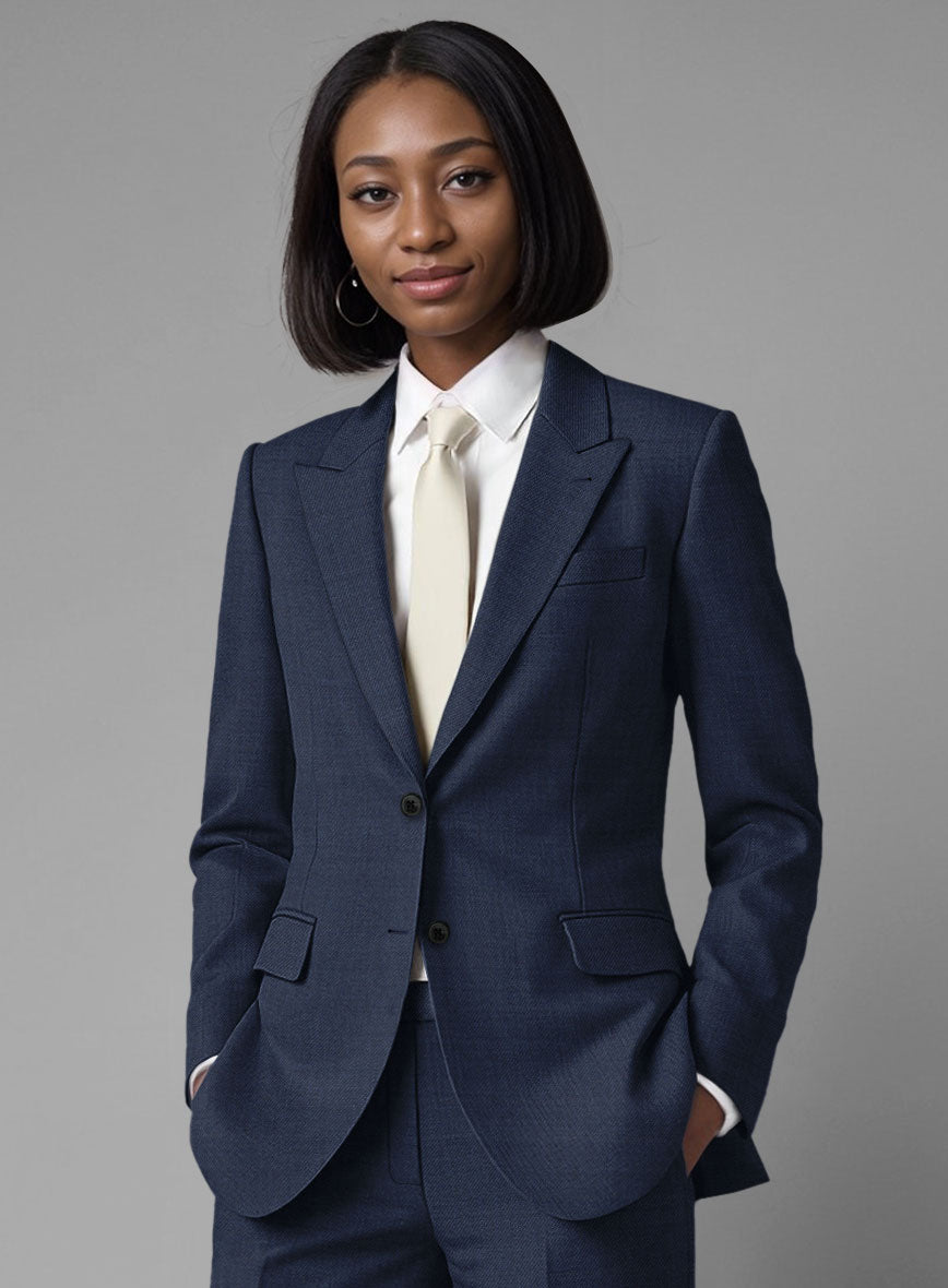 Women's Stretch Royal Blue Wool Suit - StudioSuits