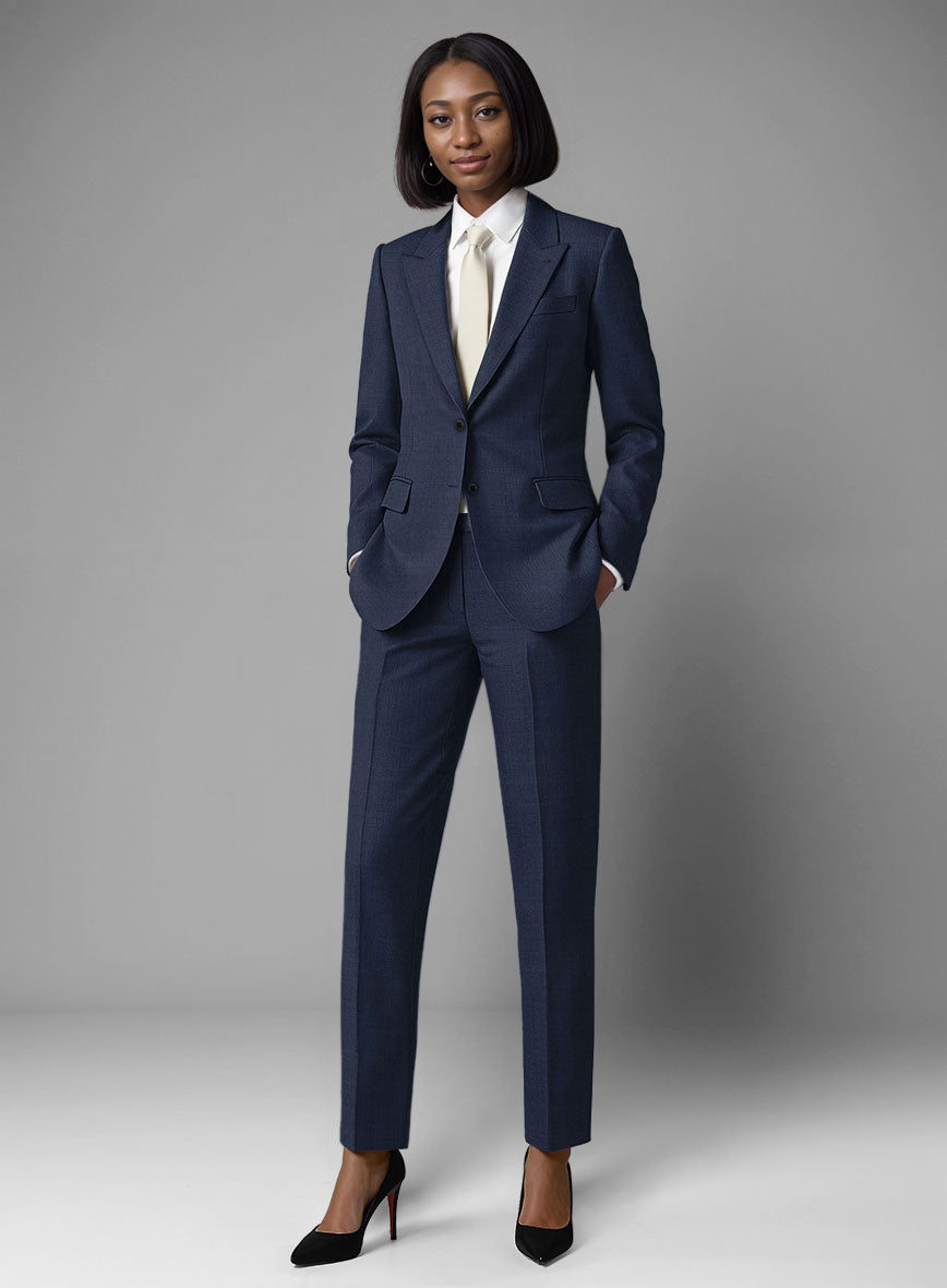 Women's Stretch Royal Blue Wool Suit