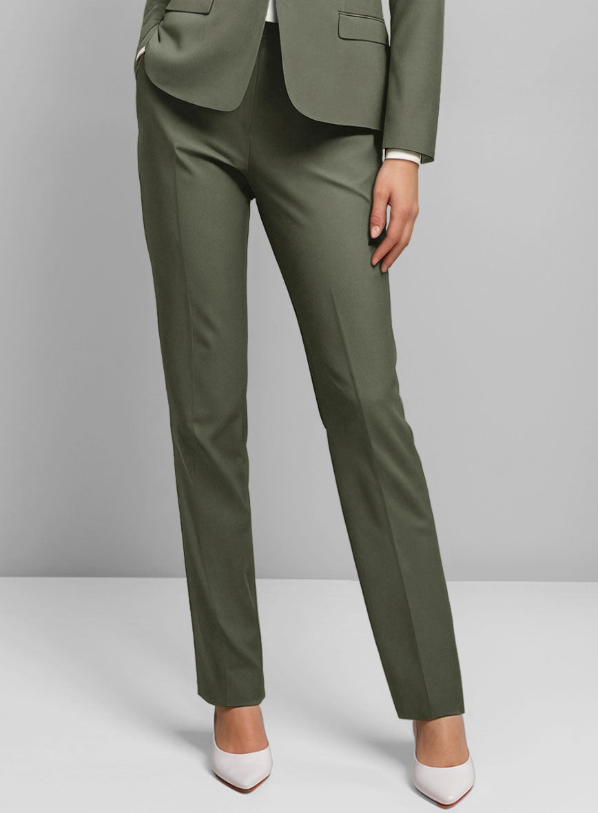 Women's Stretch Summer Weight Olive Green Chino Suit - StudioSuits