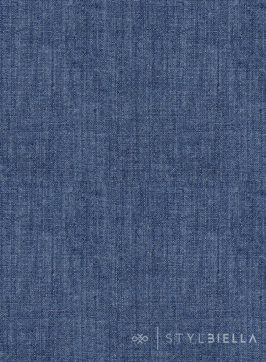 Stylbiella Spring Smoked Blue Linen Pants - StudioSuits