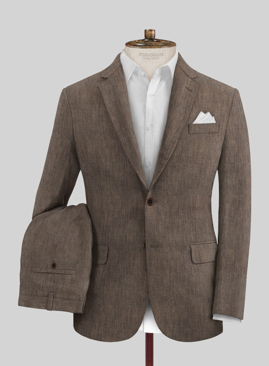 Stylbiella Spring Brown Linen Suit - StudioSuits