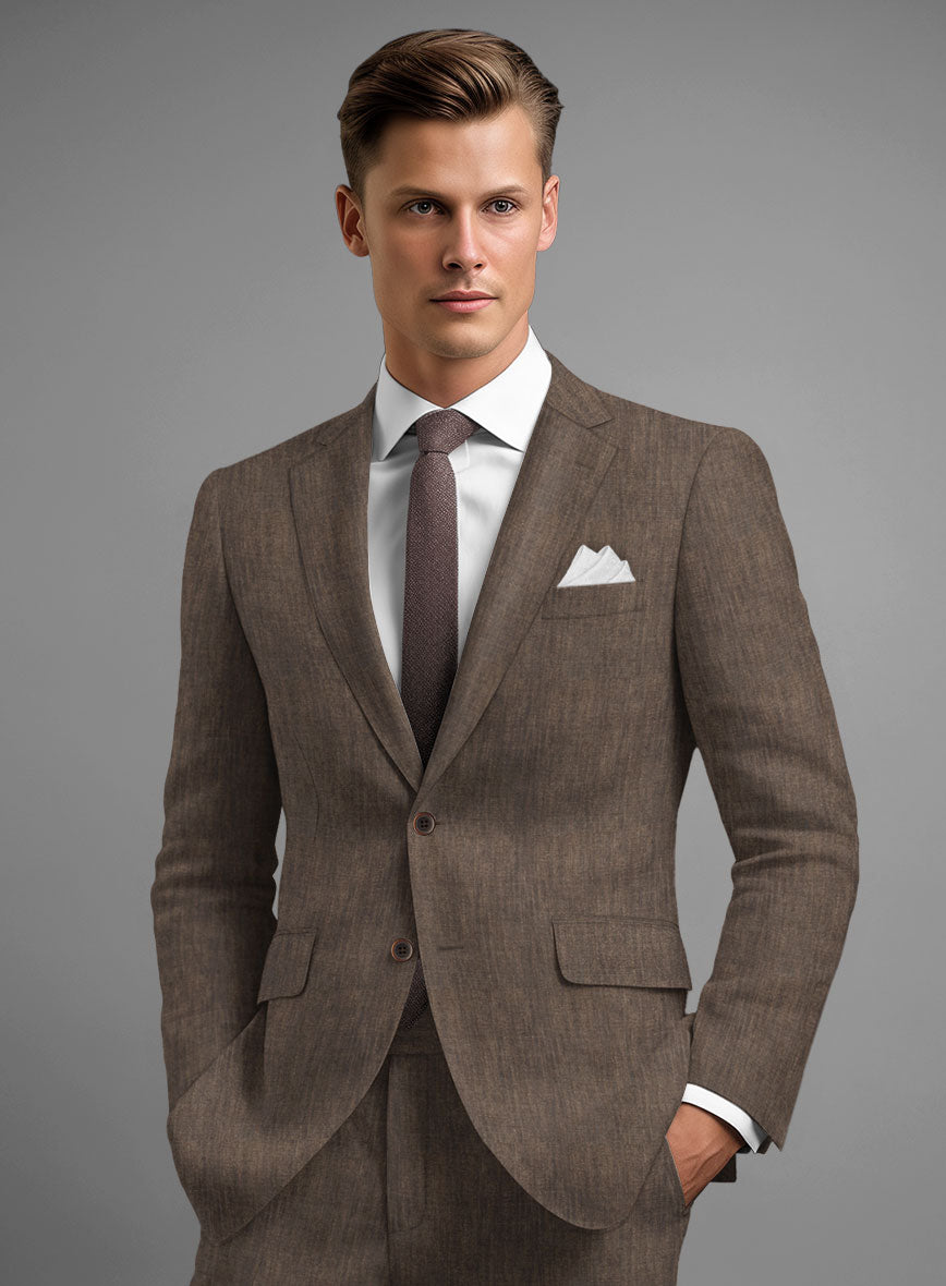 Stylbiella Spring Brown Linen Suit - StudioSuits