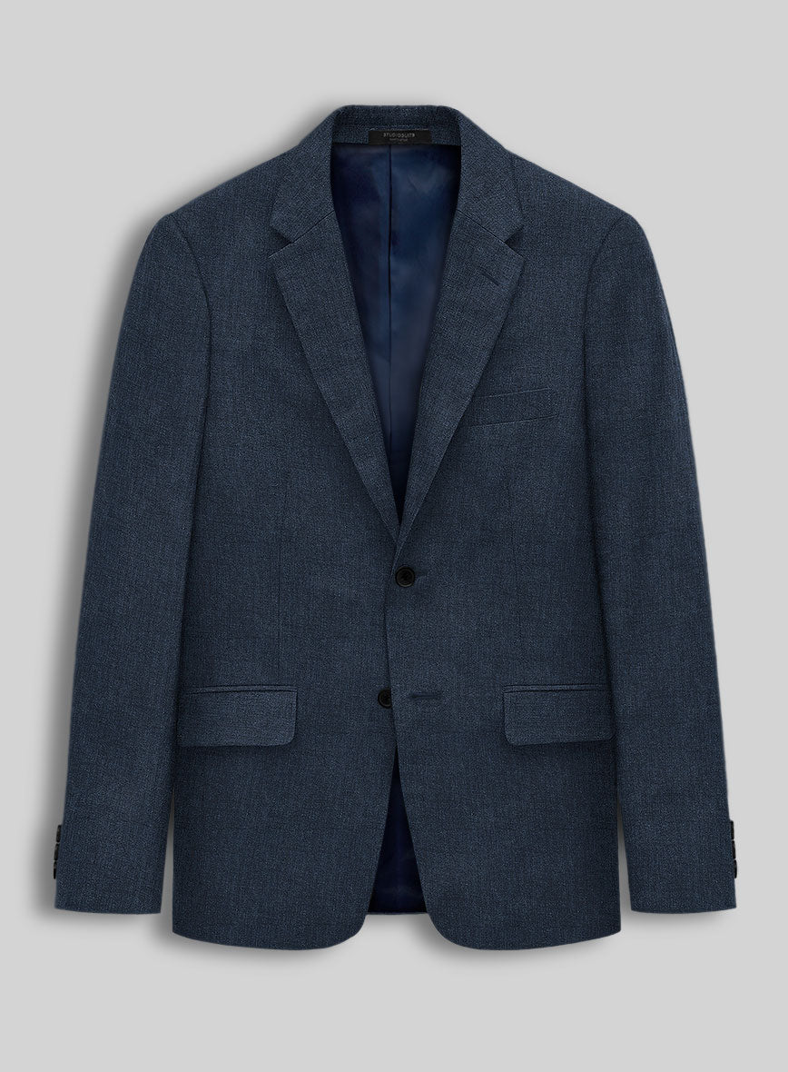 Stylbiella Spring Dark Blue Linen Jacket - StudioSuits