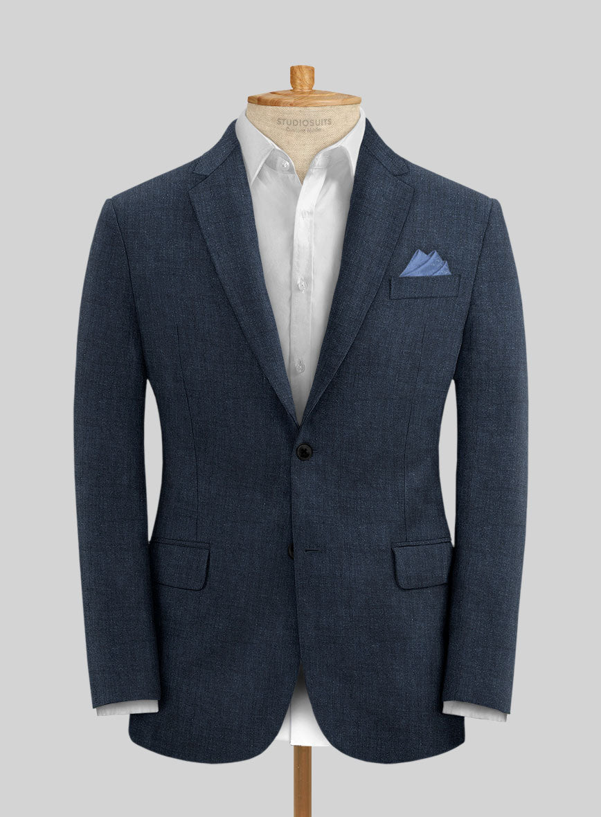 Stylbiella Spring Dark Blue Linen Suit - StudioSuits