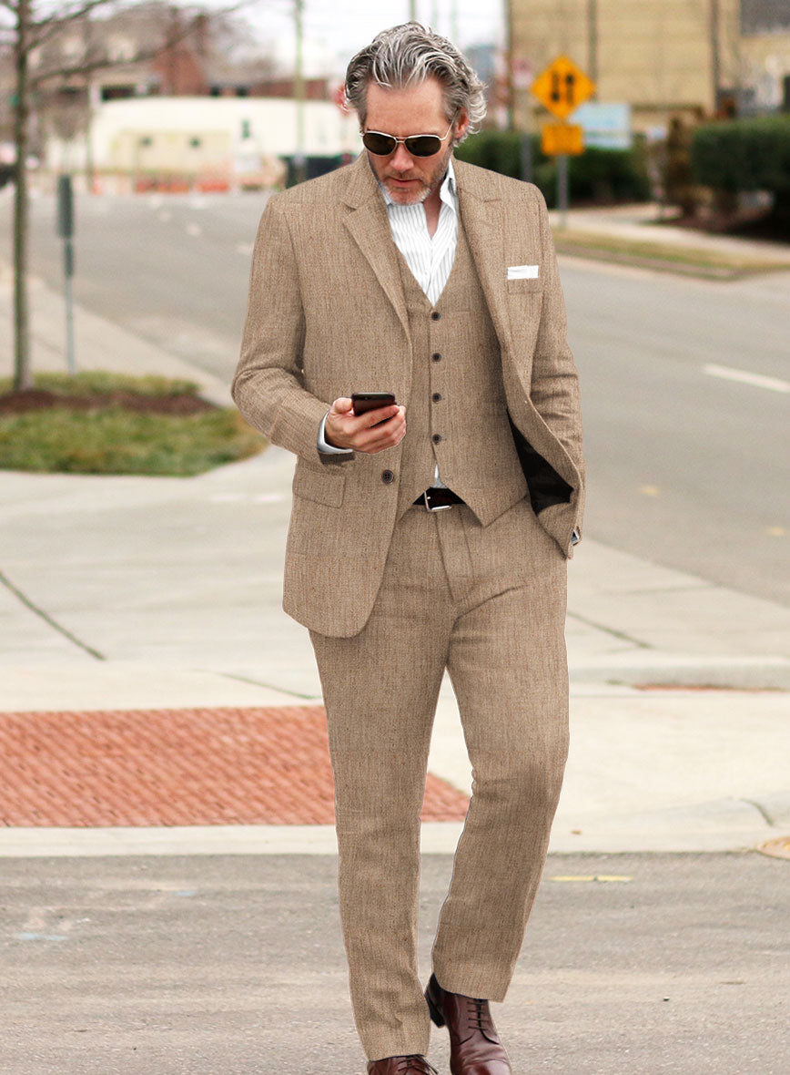 Stylbiella Spring Maple Khaki Linen Suit - StudioSuits