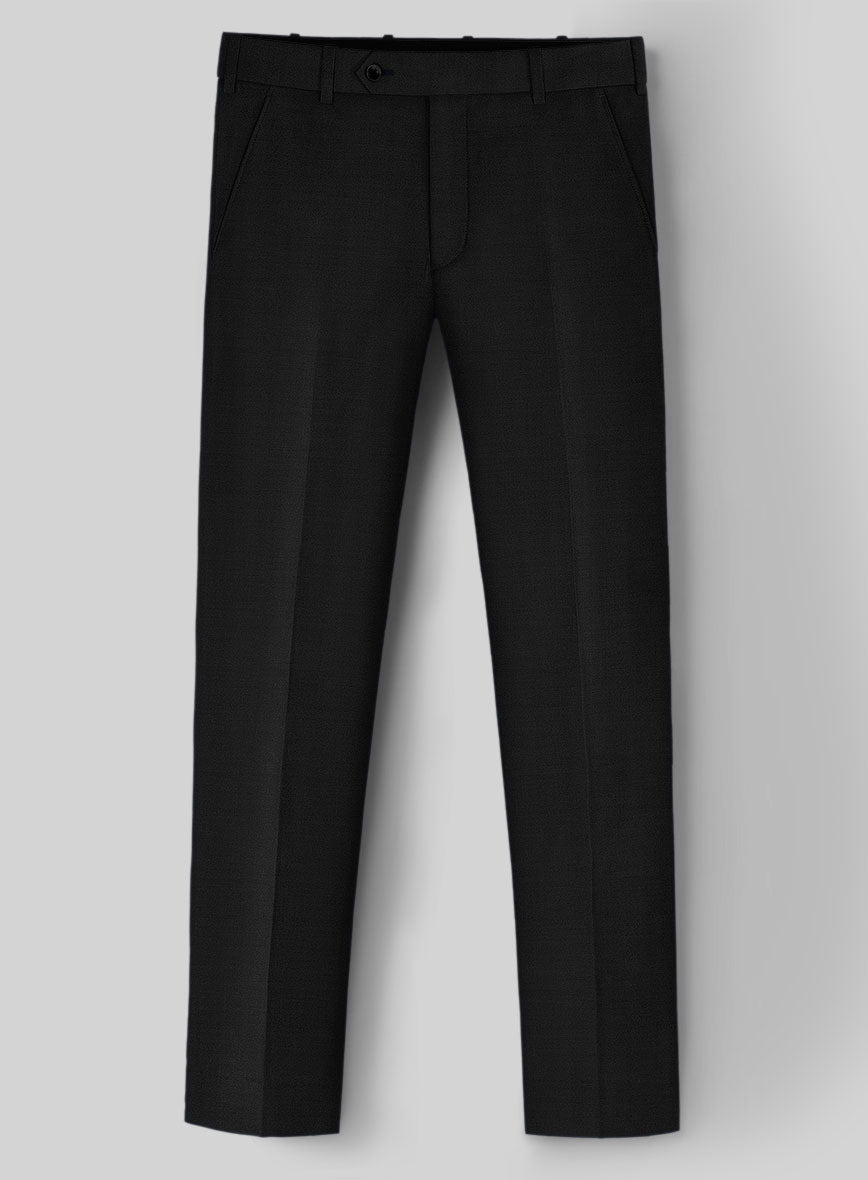 Super Black Satin Wool Pants - StudioSuits