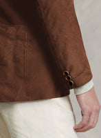 Tan Brown Suede Leather Blazer - StudioSuits