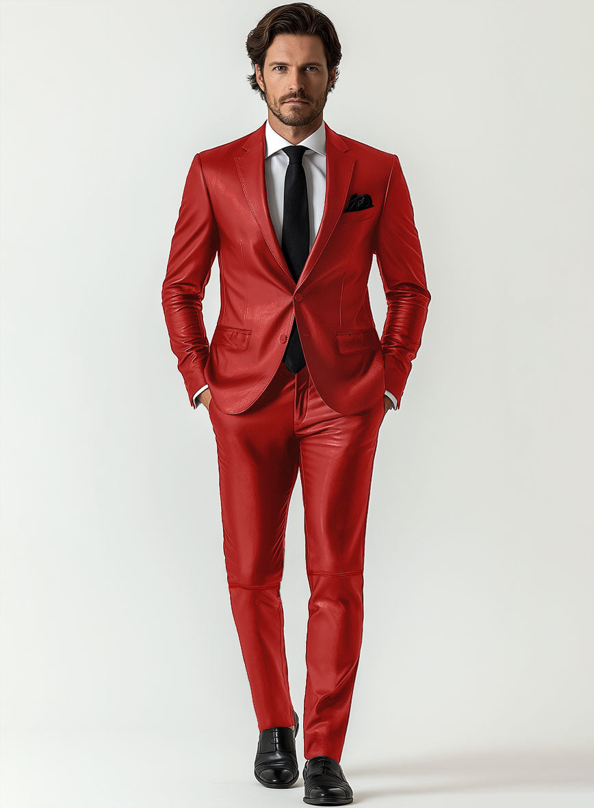 Tango Red Leather Suit - StudioSuits