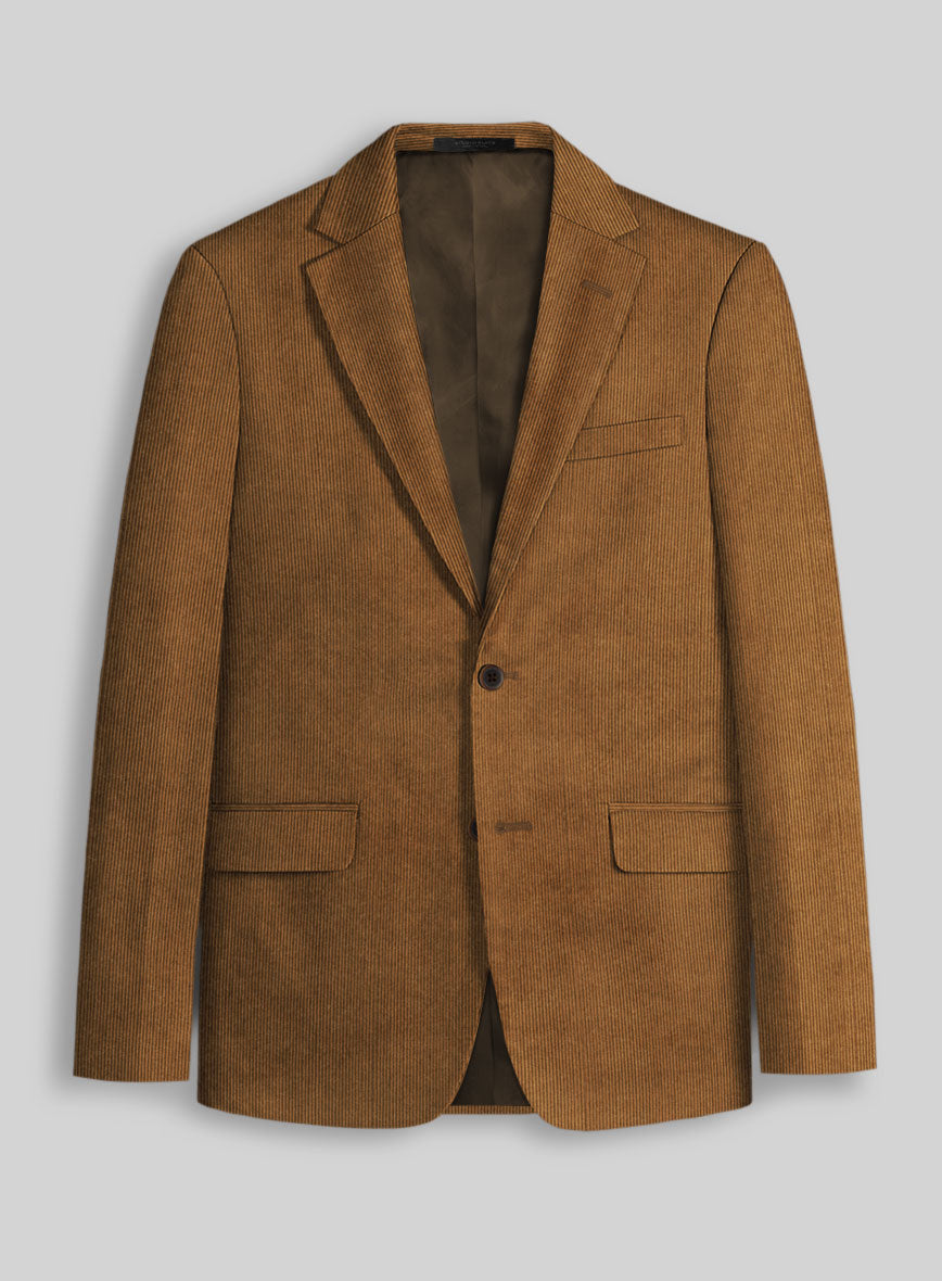 Tan Stretch Pin Corduroy Jacket - StudioSuits