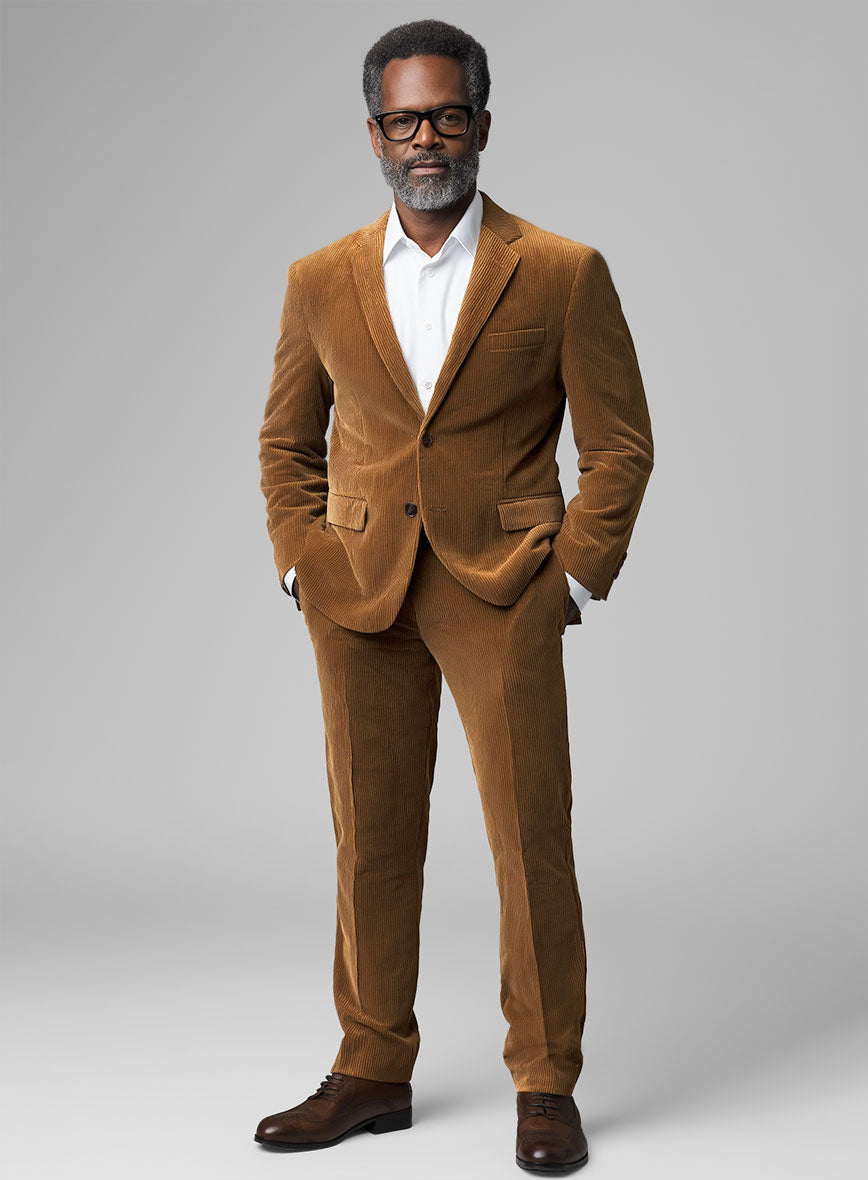 Tan Stretch Pin Corduroy Suit - StudioSuits