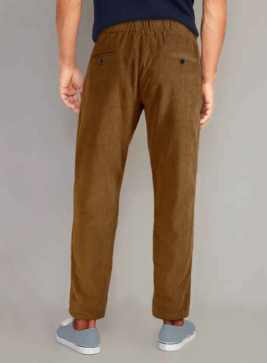 Tan Stretch Pin Corduroy Easy Pants - StudioSuits