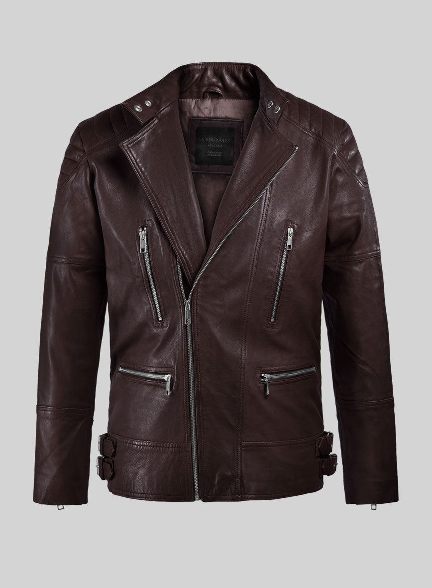 Thunderbolt Burgundy Moto Leather Jacket - StudioSuits