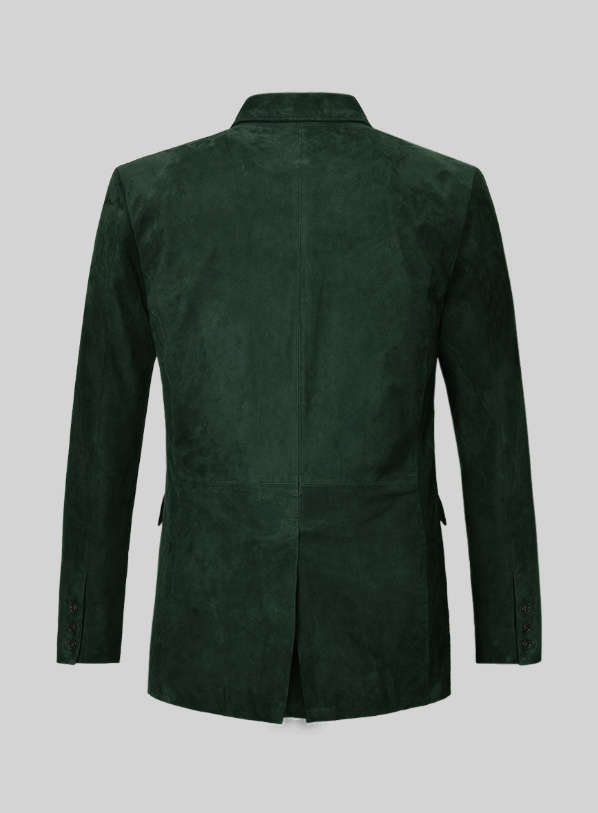 Timber Green Suede Double Breasted Blazer - StudioSuits