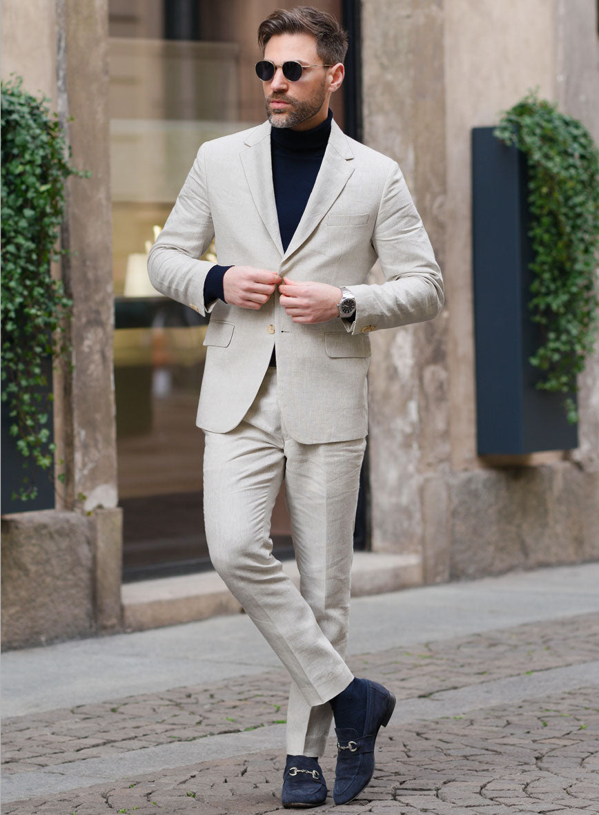 Tropical Beige Linen Suit