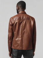 Valor Tan Brown Leather Shirt - StudioSuits