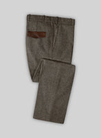 Vintage Dark Brown Herringbone Tweed Pants - Leather Trims - StudioSuits