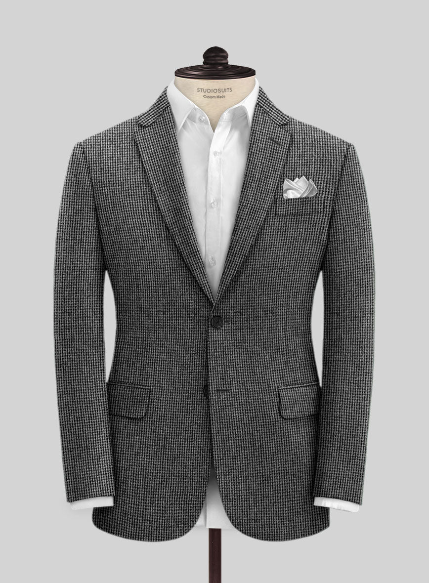 Vintage Gray Macro Weave Tweed Jacket - StudioSuits