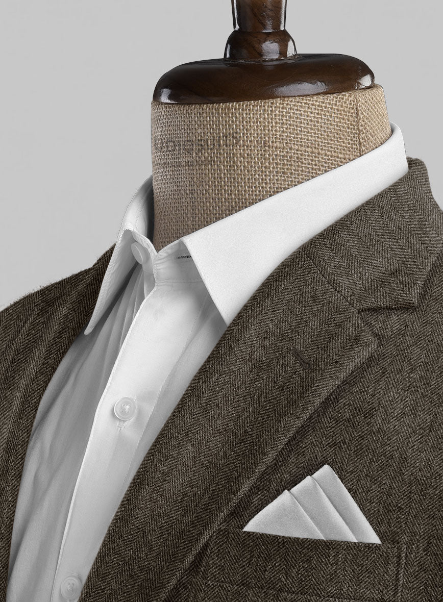 Vintage Dark Brown Herringbone Tweed Suit - StudioSuits