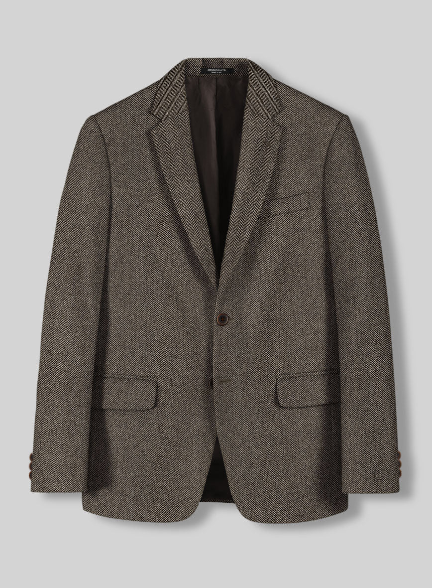 Vintage Dark Brown Herringbone Tweed Suit - StudioSuits