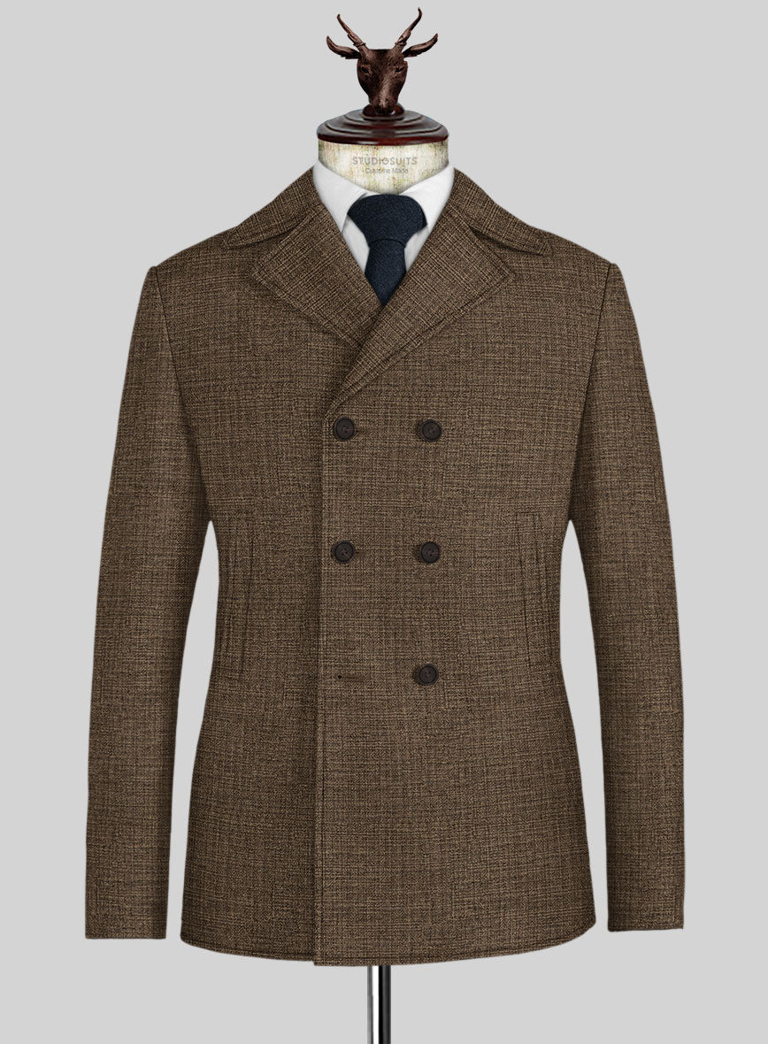 Vintage Glasgow Brown Tweed Pea Coat