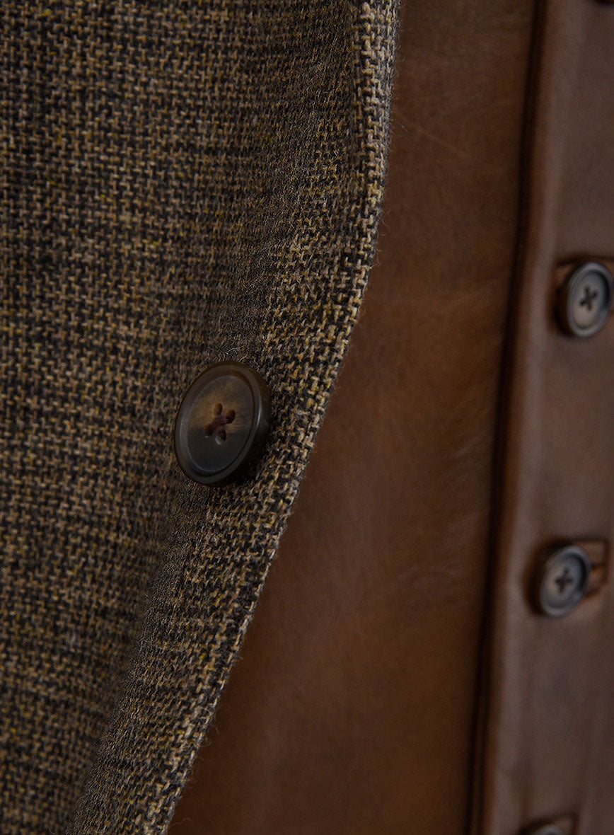 Vintage Glasgow Brown Tweed Suit - Leather Trim - StudioSuits