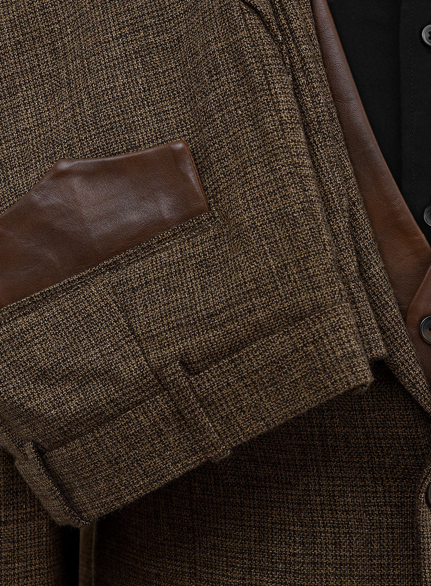 Vintage Glasgow Brown Tweed Suit - Leather Trim - StudioSuits