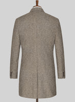 Vintage Herringbone Brown Tweed Overcoat - StudioSuits