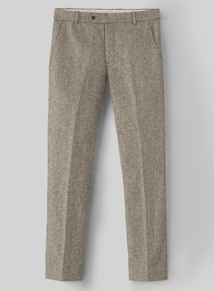 Vintage Herringbone Brown Tweed Pants