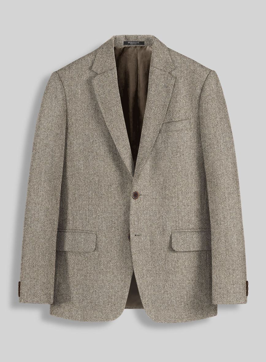 Vintage Herringbone Brown Tweed Jacket - StudioSuits