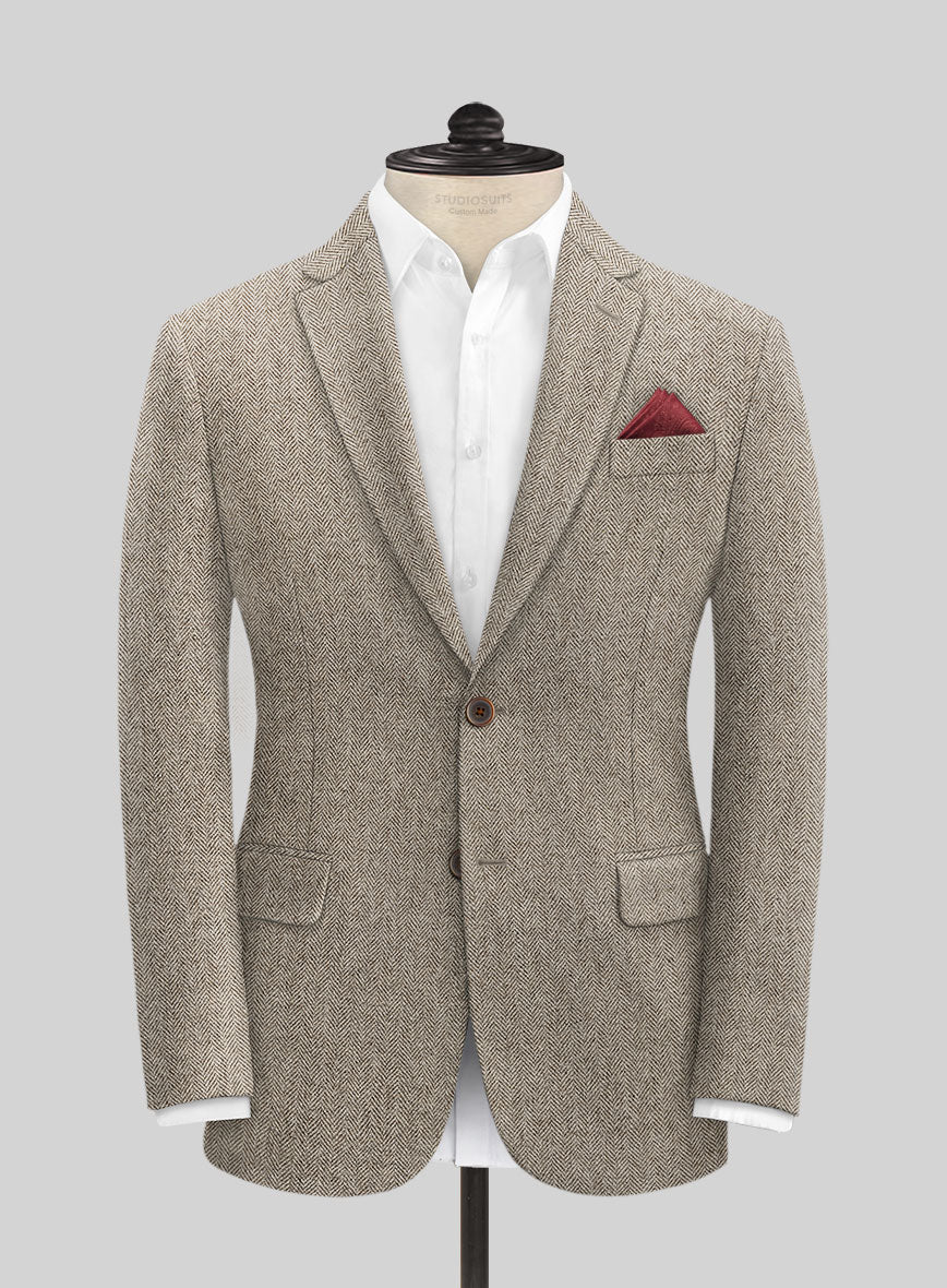 Vintage Herringbone Brown Tweed Jacket - StudioSuits