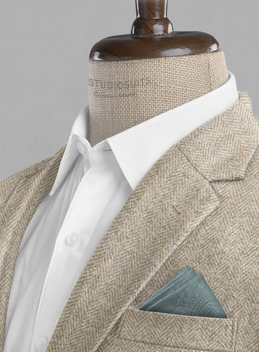 Vintage Herringbone Light Beige Tweed Jacket - StudioSuits