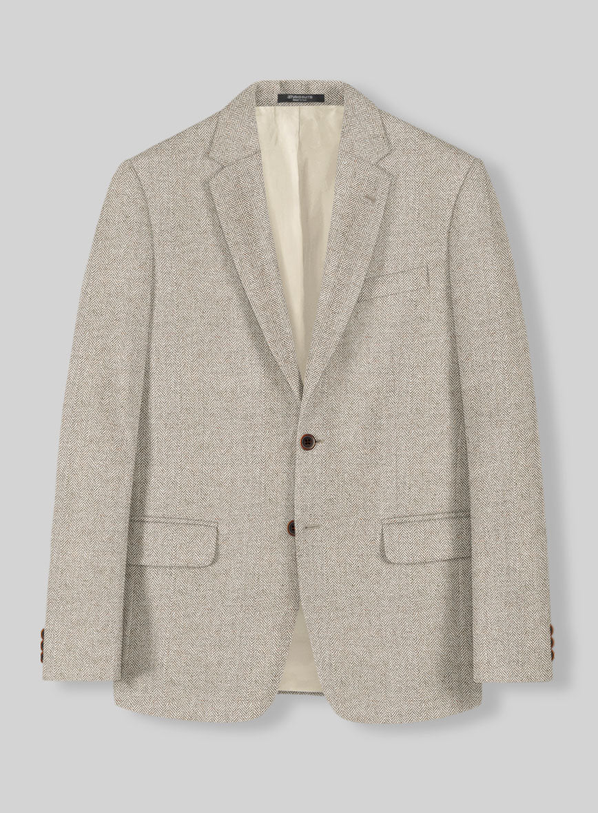 Vintage Herringbone Light Beige Tweed Suit - StudioSuits