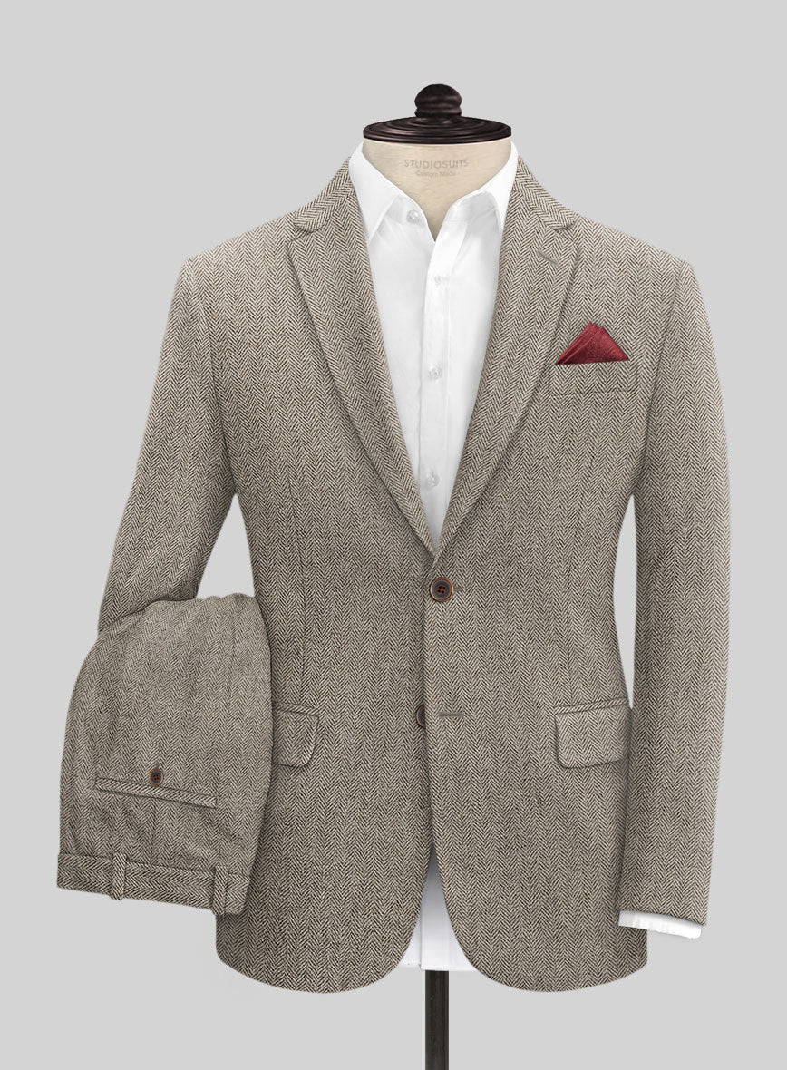 Vintage Herringbone Brown Tweed Suit - StudioSuits