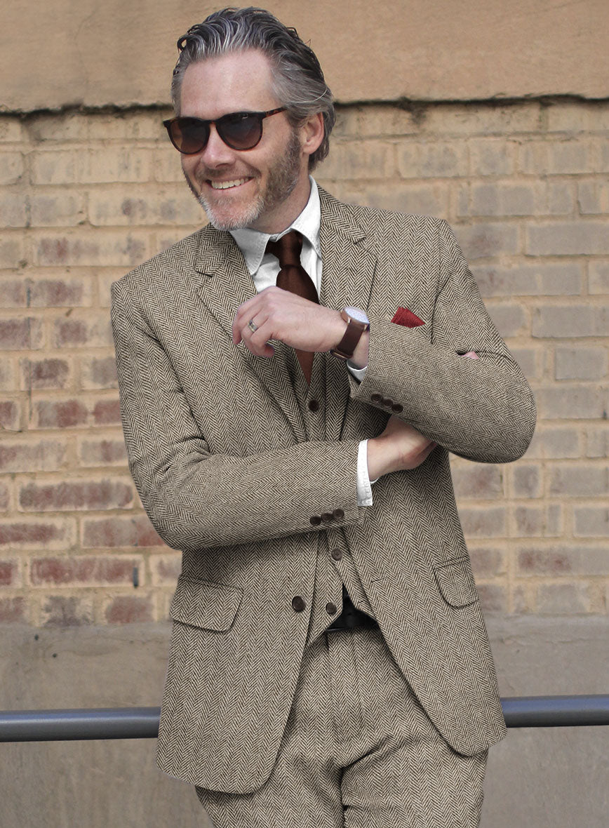 Vintage Herringbone Brown Tweed Suit - StudioSuits