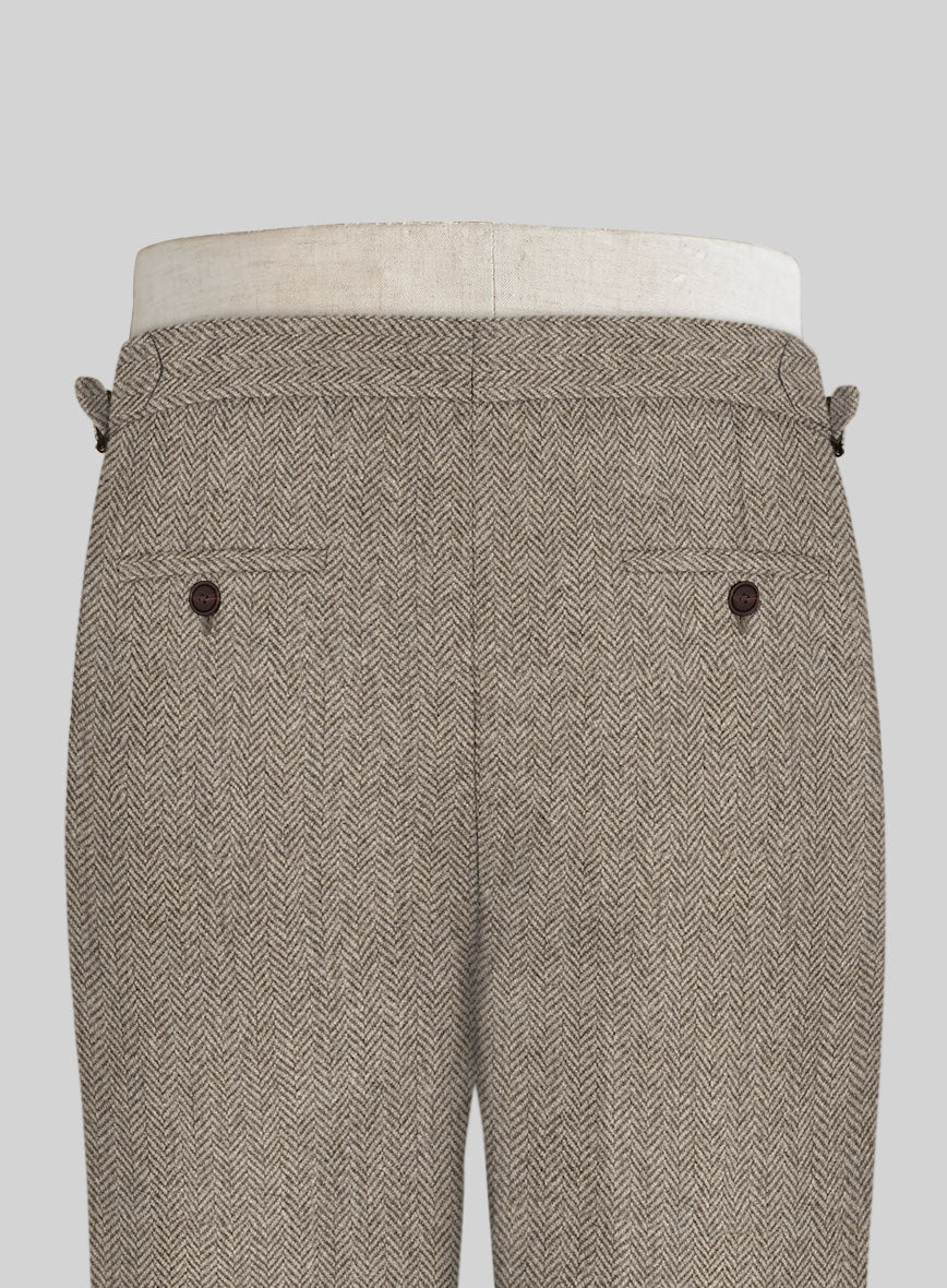 Vintage Herringbone Brown Tweed Highland Trousers