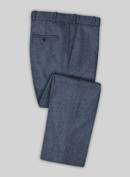 Vintage Herringbone Blue Tweed Suit - StudioSuits