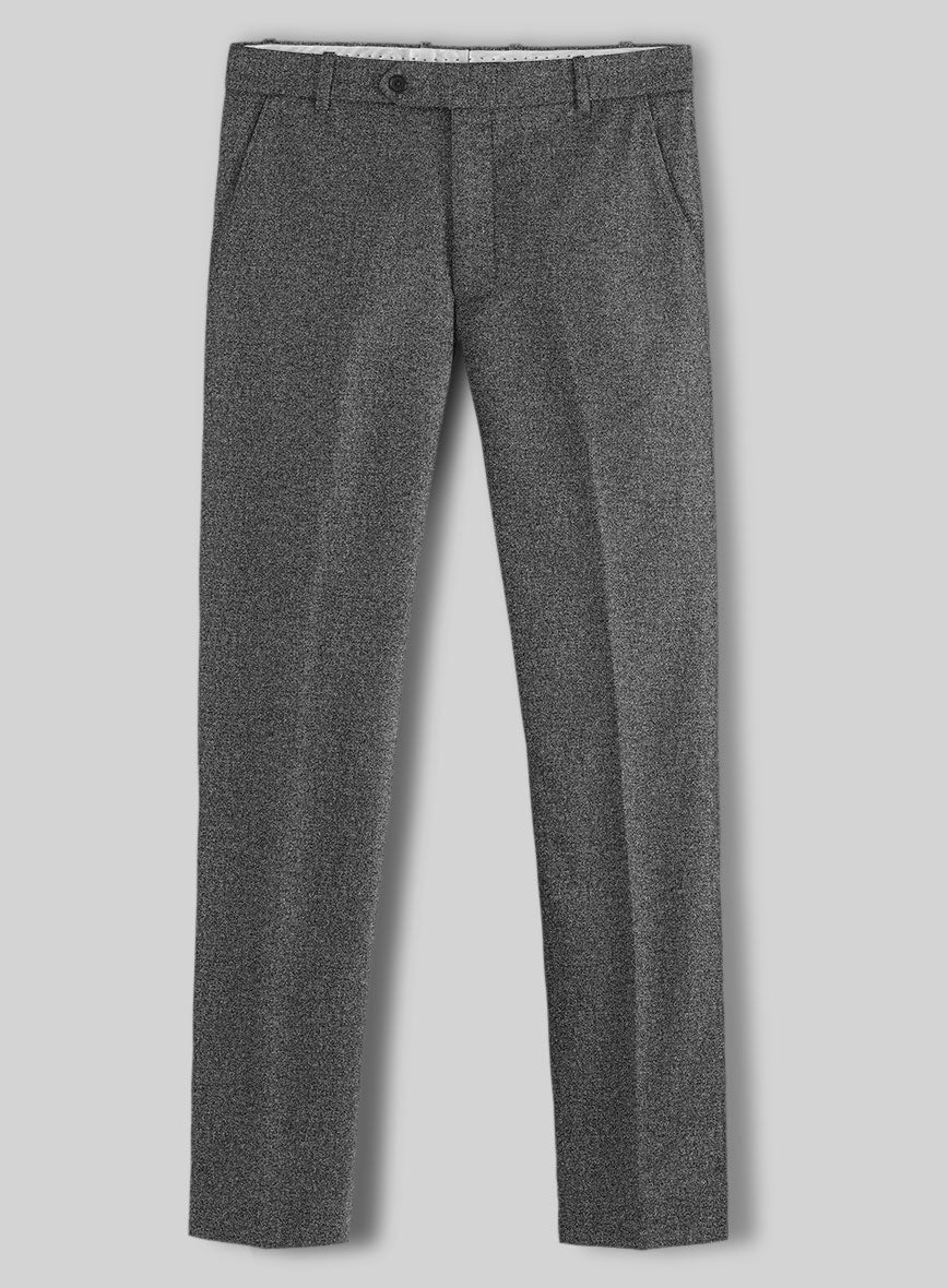 Vintage Plain Dark Gray Tweed Pants - StudioSuits