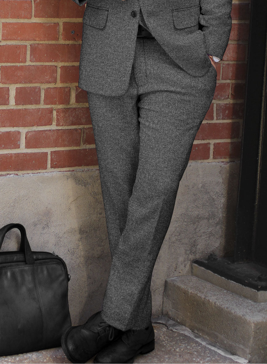 Vintage Plain Dark Gray Tweed Suit - StudioSuits