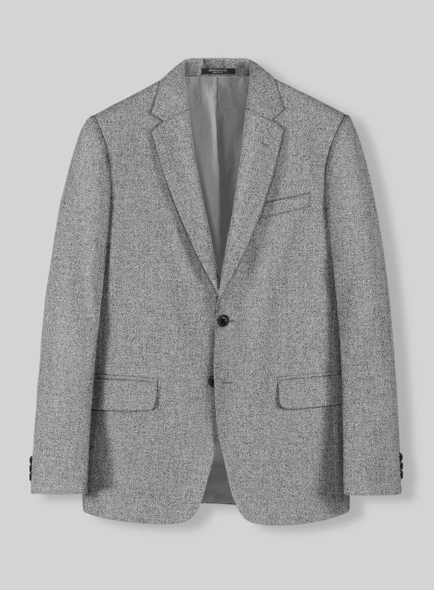 Vintage Plain Gray Tweed Jacket - StudioSuits