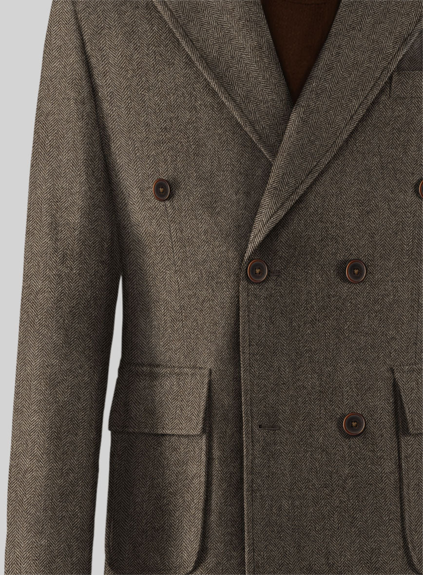 Musto Vintage Dark Brown Herringbone Tweed Overcoat - StudioSuits