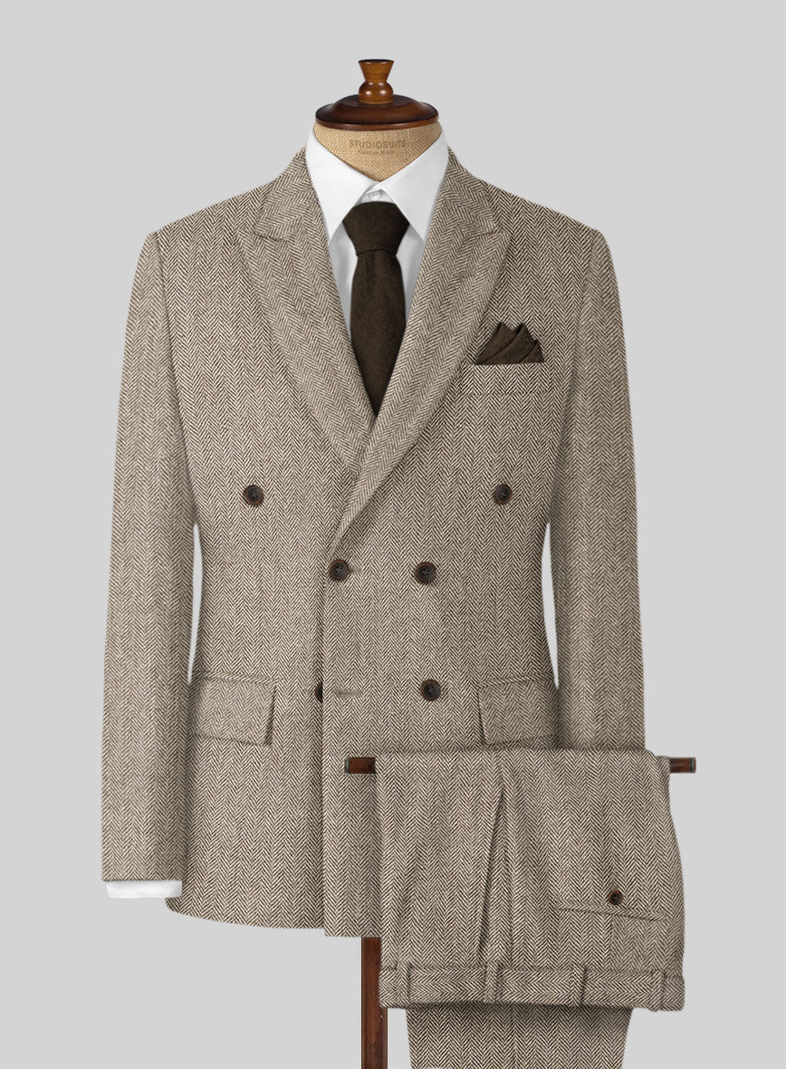 Vintage Herringbone Brown Tweed Suit - StudioSuits