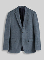 Vintage Herringbone Blue Tweed Jacket - StudioSuits