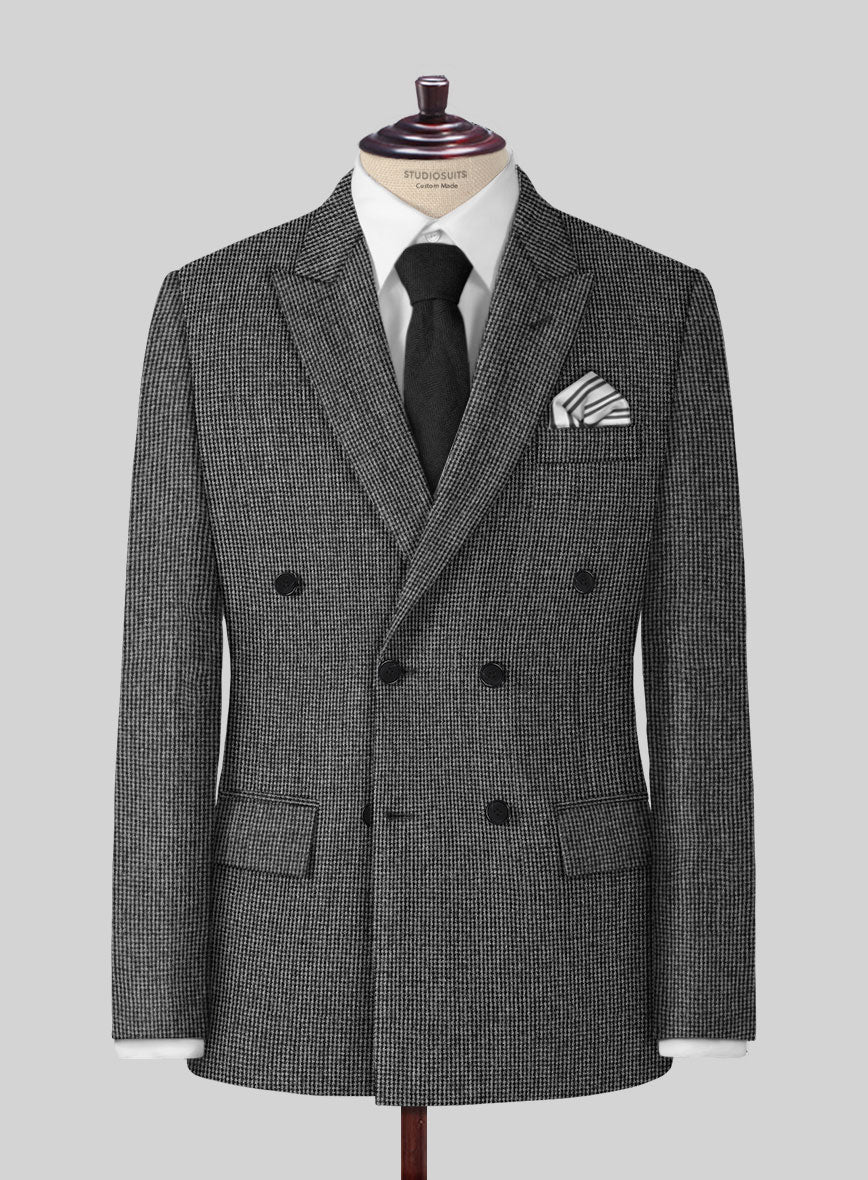 Vintage Gray Macro Weave Tweed Jacket - StudioSuits