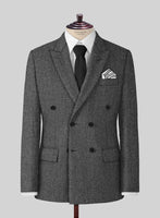 Vintage Gray Macro Weave Tweed Suit - StudioSuits