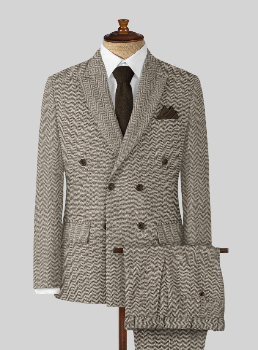 Vintage Herringbone Brown Tweed Suit - StudioSuits