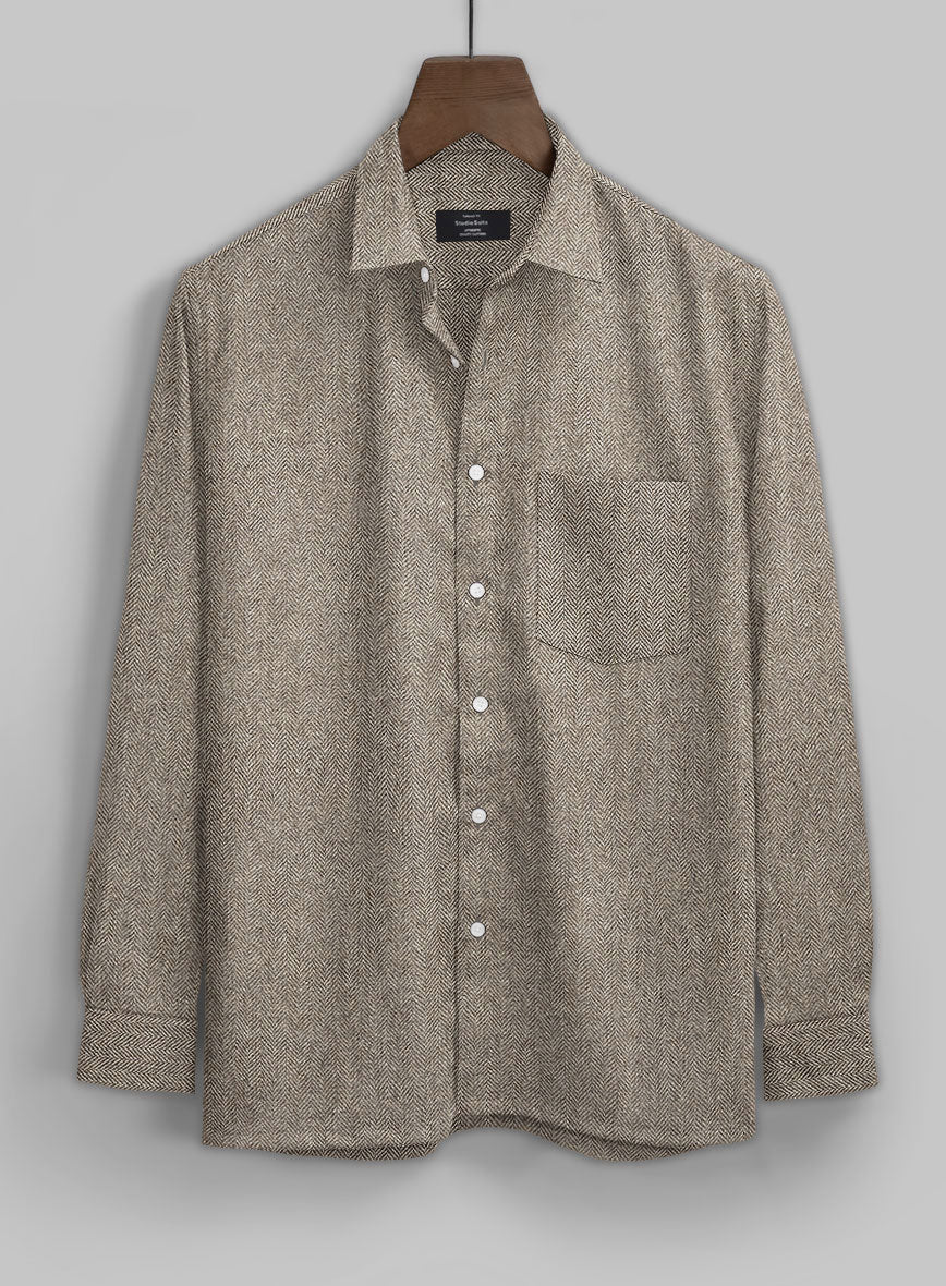 Vintage Herringbone Brown Tweed Shirt - StudioSuits